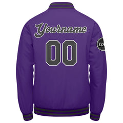 Benutzerdefinierte Verlauf Varsity-Jacke. Letterman-Jacke Lila Grau