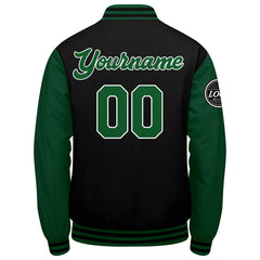 Benutzerdefinierte Verlauf Varsity-Jacke. Letterman-Jacke Grün Schwarz