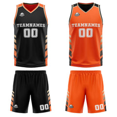 Benutzerdefinierte Schwarz Orange Gold Reversible Basketball Jersey Personalisierte Print Name Nummer Logo