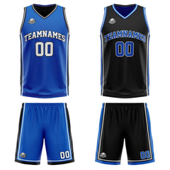 Benutzerdefinierte Royal Schwarz Reversible Basketball Jersey Personalisierte Print Name Nummer Logo