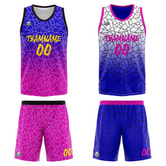 Benutzerdefinierte Reversible Basketball Jersey Personalisierte Print Name Nummer Logo Flaw-Royal&Rose Pink