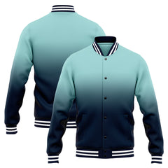 Benutzerdefinierte Verlauf Varsity-Jacke. Letterman-Jacke Light Teal Marine