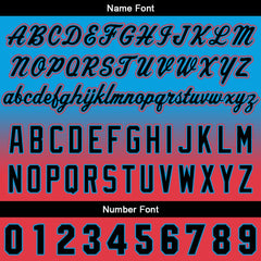 Benutzerdefinierter Verlauf Hoodie für Mann, Frau, Mädchen, Junge. Drucken Sie Ihr Logo, Ihren Namen und Ihre Nummer Blau Rot