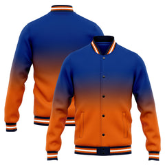 Benutzerdefinierte Verlauf Varsity-Jacke. Letterman-Jacke Royal Orange