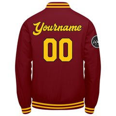 Benutzerdefinierte Verlauf Varsity-Jacke. Letterman-Jacke Karminrot Gelb