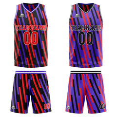 Benutzerdefinierte Rot Lila Reversible Basketball Jersey Personalisierte Print Name Nummer Logo