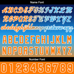 Benutzerdefinierter Verlauf Hoodie für Mann, Frau, Mädchen, Junge. Drucken Sie Ihr Logo, Ihren Namen und Ihre Nummer Blau Orange