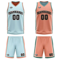Benutzerdefinierte Hellgrün Hellorange Reversible Basketball Jersey Personalisierte Print Name Nummer Logo