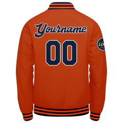 Benutzerdefinierte Verlauf Varsity-Jacke. Letterman-Jacke Marine Orange