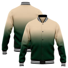 Benutzerdefinierte Verlauf Varsity-Jacke. Letterman-Jacke Khaki Dunkelgrün