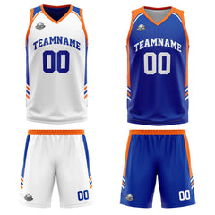 Benutzerdefinierte Orange Royal Reversible Basketball Jersey Personalisierte Print Name Nummer Logo