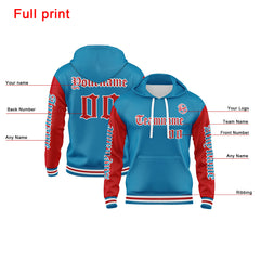 Benutzerdefiniert Blau Rot Hoodie Personalisiert Männer Pullover Hoodie Gedruckt Team Name Number Logo für Frauen