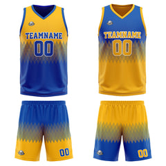 Benutzerdefinierte Reversible Basketball Jersey Personalisierte Print Name Nummer Logo Blau-Gelb