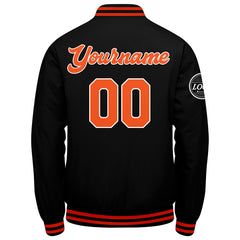 Benutzerdefinierte Verlauf Varsity-Jacke. Letterman-Jacke Schwarz Orange