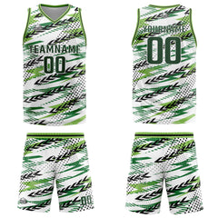 Benutzerdefinierter Weiß Grün Basketball Jersey Uniform Anzug gedruckt Ihr Logo Name Nummer
