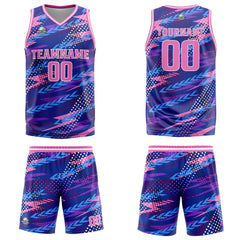 Benutzerdefinierter Rosa Lila Basketball Jersey Uniform Anzug gedruckt Ihr Logo Name Nummer