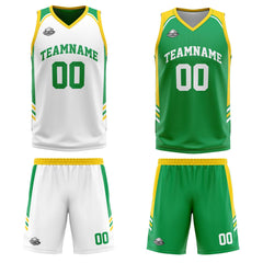 Benutzerdefinierte Gelb Grün Reversible Basketball Jersey Personalisierte Print Name Nummer Logo