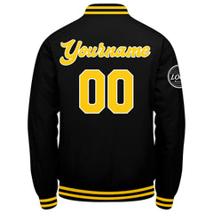 Benutzerdefinierte Verlauf Varsity-Jacke. Letterman-Jacke Schwarz Gelb