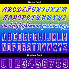 Benutzerdefinierter Verlauf Hoodie für Mann, Frau, Mädchen, Junge. Drucken Sie Ihr Logo, Ihren Namen und Ihre Nummer Gelb Blau