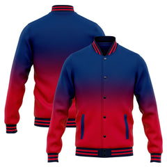 Benutzerdefinierte Verlauf Varsity-Jacke. Letterman-Jacke Marine Rot