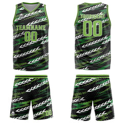 Benutzerdefinierter Schwarz Grün Basketball Jersey Uniform Anzug gedruckt Ihr Logo Name Nummer