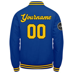 Benutzerdefinierte Verlauf Varsity-Jacke. Letterman-Jacke Royal Gelb