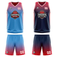 Benutzerdefinierte Blau Marine Rot Reversible Basketball Jersey Personalisierte Print Name Nummer Logo