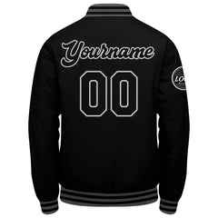 Benutzerdefinierte Verlauf Varsity-Jacke. Letterman-Jacke Schwarz Grau