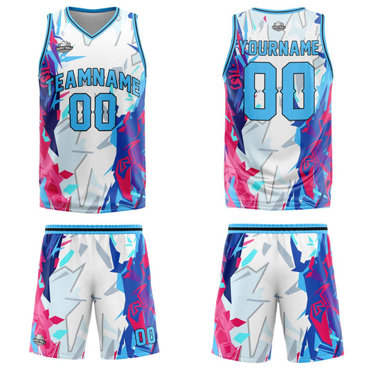 Benutzerdefinierter Hellblau Basketball Jersey Uniform Anzug gedruckt Ihr Logo Name Nummer