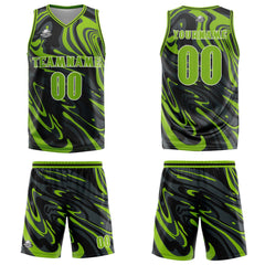 Benutzerdefinierter Grün Schwarz Basketball Jersey Uniform Anzug gedruckt Ihr Logo Name Nummer