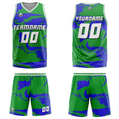 Benutzerdefinierter Grün Blau Basketball Jersey Uniform Anzug gedruckt Ihr Logo Name Nummer