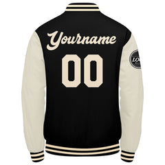 Benutzerdefinierte Verlauf Varsity-Jacke. Letterman-Jacke Schwarz Creme