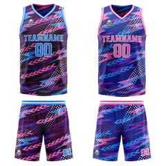 Benutzerdefinierte Rosa Lila Reversible Basketball Jersey Personalisierte Print Name Nummer Logo