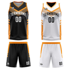 Benutzerdefinierte Schwarz Orange Reversible Basketball Jersey Personalisierte Print Name Nummer Logo