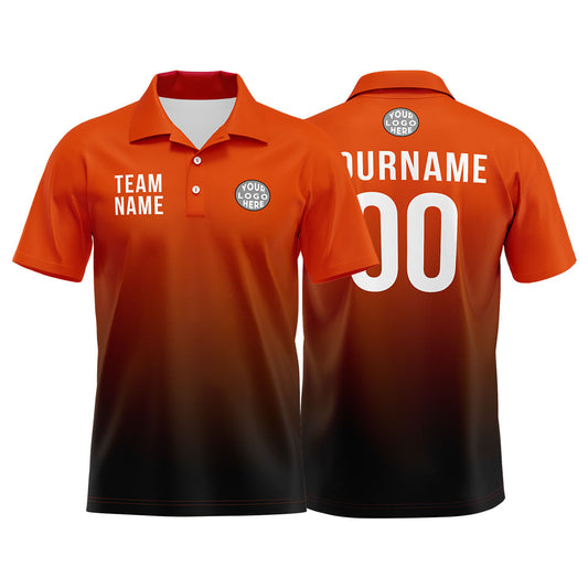 Benutzerdefinierte Orange Schwarz Fußball Polo-Shirts Fügen Sie Ihr Einzigartiges hinzu Logo/Name/Nummer