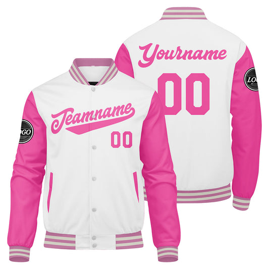 Benutzerdefinierte Verlauf Varsity-Jacke. Letterman-Jacke Pink