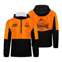 Anpassbare Orange Tarnung Winddichte Softshell Kapuzenjacke - Vollverschluss, Logo- & Text-Druck