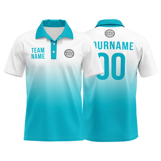 Benutzerdefinierte Blau Weiß Fußball Polo-Shirts Fügen Sie Ihr Einzigartiges hinzu Logo/Name/Nummer