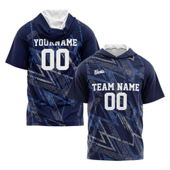 Benutzerdefinierte Marine Kurzarm-Kapuzenpullover für Männer Frauen Hemden mit Kapuzen gedruckt Name Logo