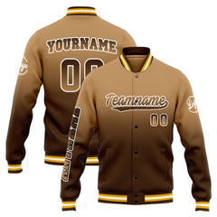 Benutzerdefinierte Verlauf Varsity-Jacke. Letterman-Jacke Braun