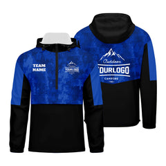 Anpassbare Blau Camouflage Winddichte Softshell Kapuzenjacke - Vollverschluss, Logo- & Text-Druck