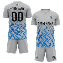 Benutzerdefinierte Grau Blau Fußball Trikots für Männer Frauen Personalisierte Fußball Uniformen für Erwachsene und Kind