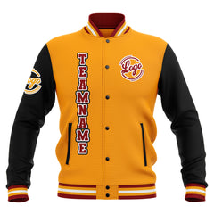 Benutzerdefiniert Schwarz Gelb Rot Wasserdichte Varsity Jacken Personalisiert genäht Name Nummer Logo zu Letterman Jacken