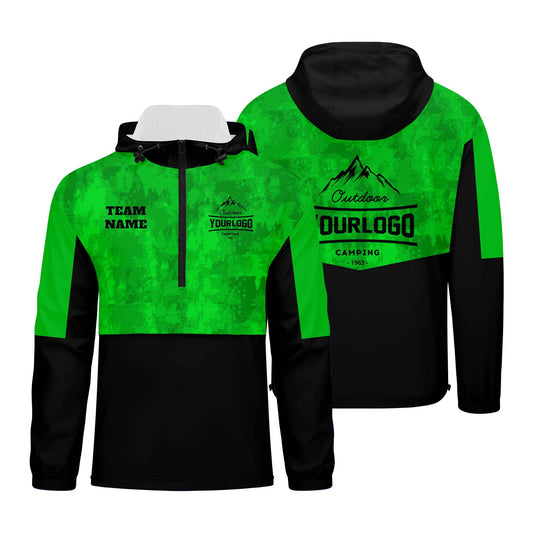 Anpassbare Grün Tarnung Winddichte Softshell Kapuzenjacke - Vollverschluss, Logo- & Text-Druck