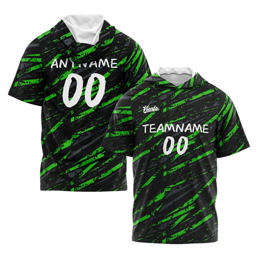 Benutzerdefinierte Schwarz Grün Kurzarm-Kapuzenpullover für Männer Frauen Hemden mit Kapuzen gedruckt Name Logo