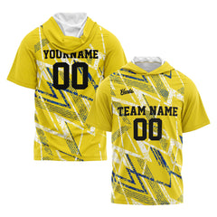 Benutzerdefinierte Gelb Kurzarm-Kapuzenpullover für Männer Frauen Hemden mit Kapuzen gedruckt Name Logo