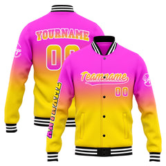 Benutzerdefinierte Verlauf Varsity-Jacke. Letterman-Jacke Rosa Gelb