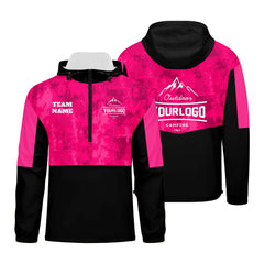 Anpassbare Rosa Camouflage Winddichte Softshell Kapuzenjacke - Vollverschluss, Logo- & Text-Druck
