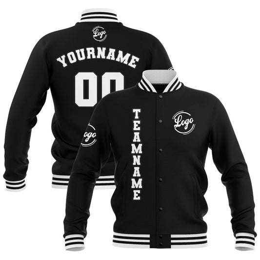 Benutzerdefiniert Schwarz Weiß Wasserdichte Varsity Jacken Personalisiert genäht Name Nummer Logo zu Letterman Jacken