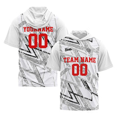 Benutzerdefinierte Weiß Kurzarm-Kapuzenpullover für Männer Frauen Hemden mit Kapuzen gedruckt Name Logo